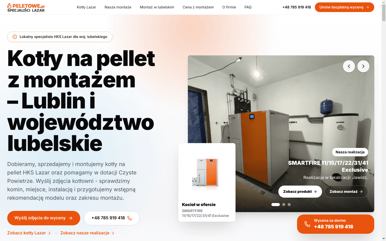 peletowe.pl - strona główna z katalogiem kotłów