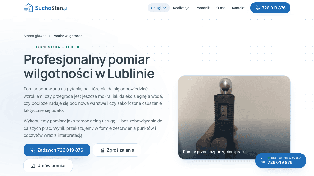 suchostan.pl - profesjonalny pomiar wilgotności