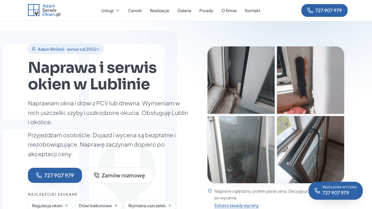 adamserwisokien.pl - widok desktop strony głównej