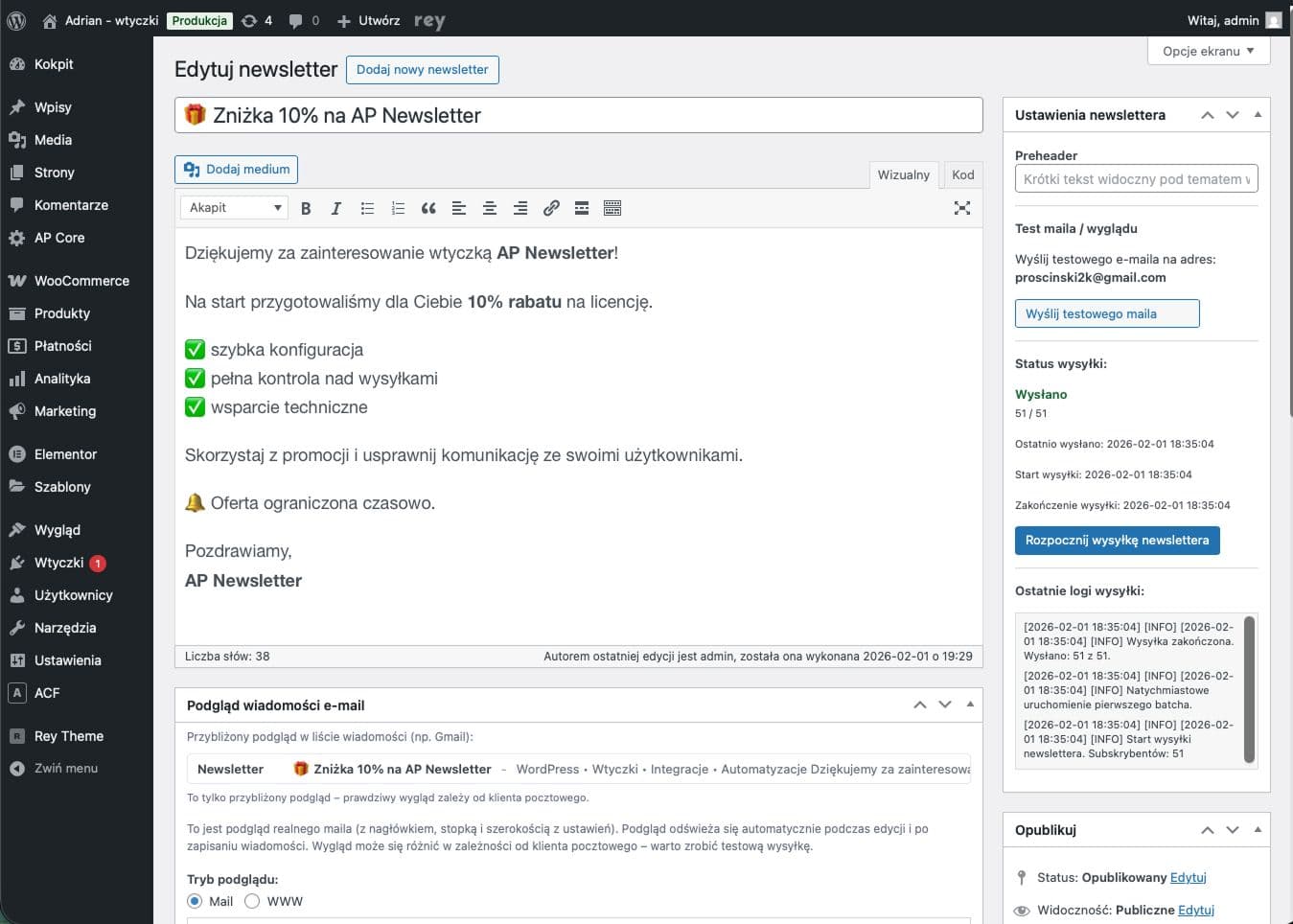 Wordpress & WooCommerce - Newsletter
