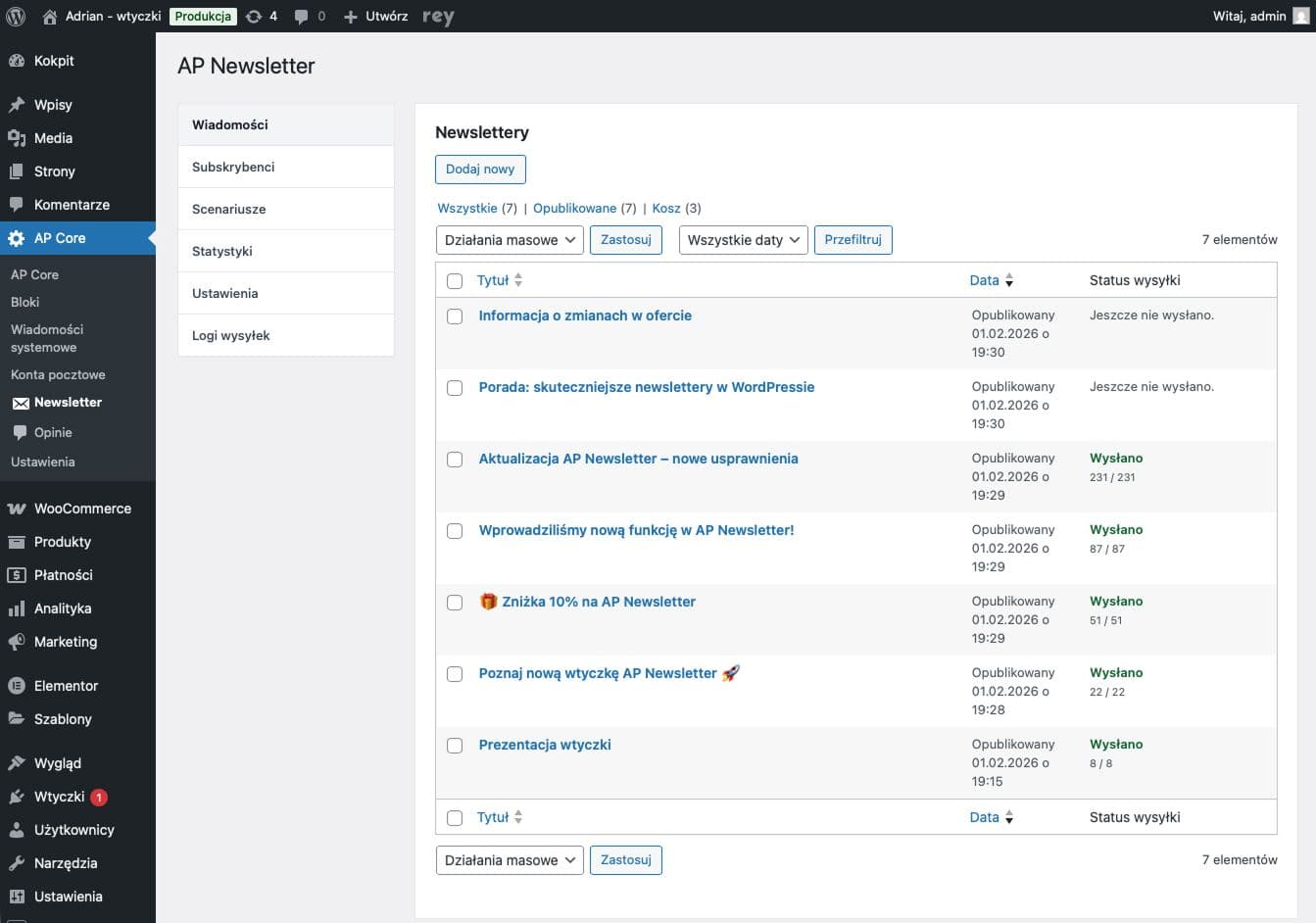 Wordpress & WooCommerce - Newsletter