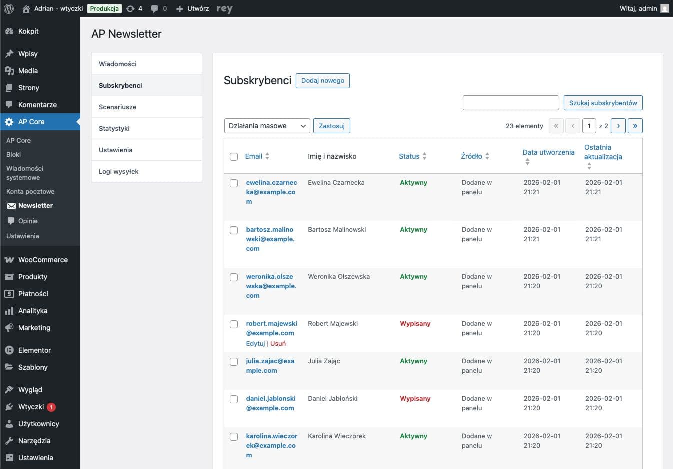 Wordpress & WooCommerce - Newsletter